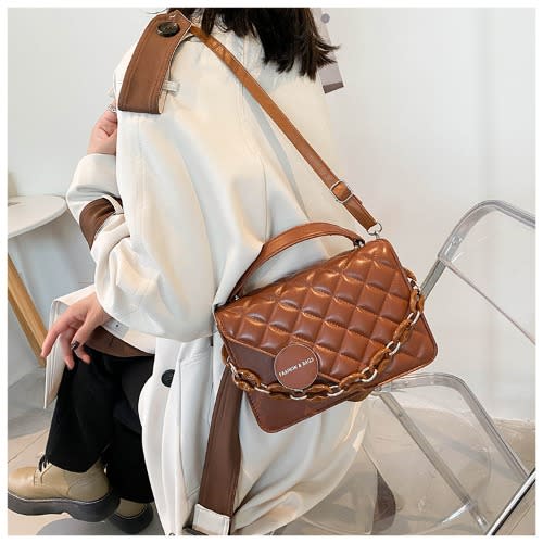 Premium Quality Leather Ladies Crossbody Hand Bag- Brown