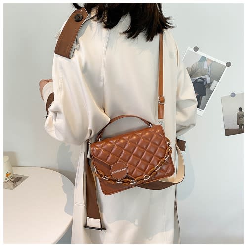 Premium Quality Leather Ladies Crossbody Hand Bag- Brown