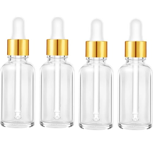 Empty Essential Oil & Serum Transparent Glass Bottle With Dropper - 30ml - 4pieces