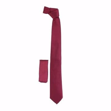 Men's Plain Tie & Pocket Square - Wine