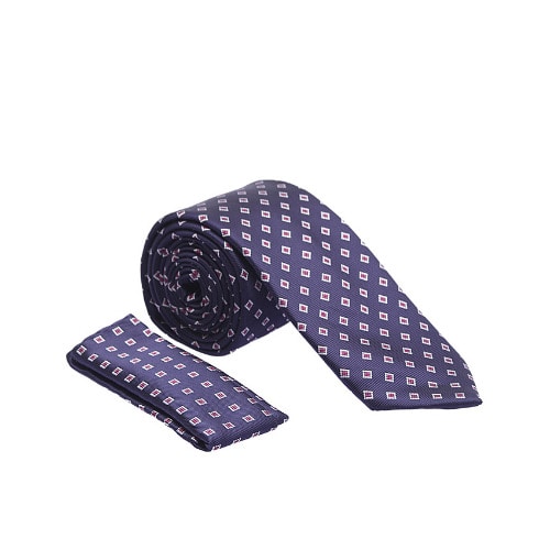 Vissioni Blue & Pink Dot Box Geometric Design Tie