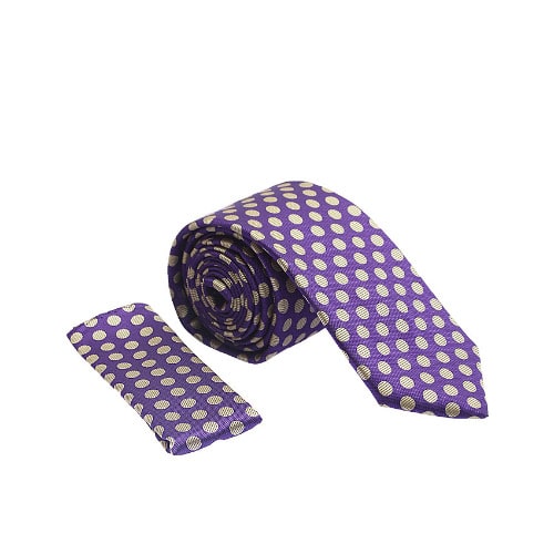 Vissioni Circle Spot Tie - Purple & Gold