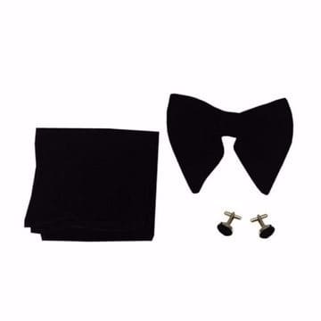 Men's Suede Bow Tie With Pocket Square