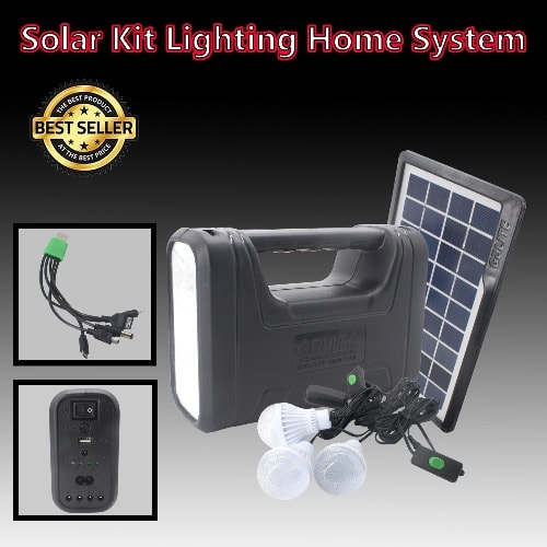 Gdlite Solar Power Led Lamp Lighting System With USB Power Bank & Head Lamp