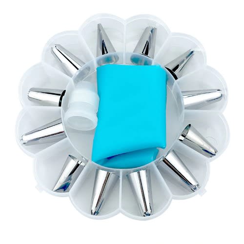 14 Piece Cake Decorating Tools Set - 12 Cake Decorating Tips + 1 Coupler + 1 Pastry Bag
