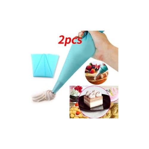2pc 30cm Silicone Reusable Icing Piping Cream Pastry Bag - Blue