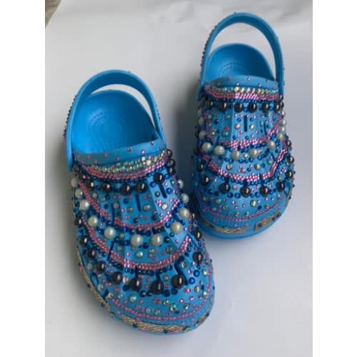 Bling Custom Clogs-Blue With Multicolored