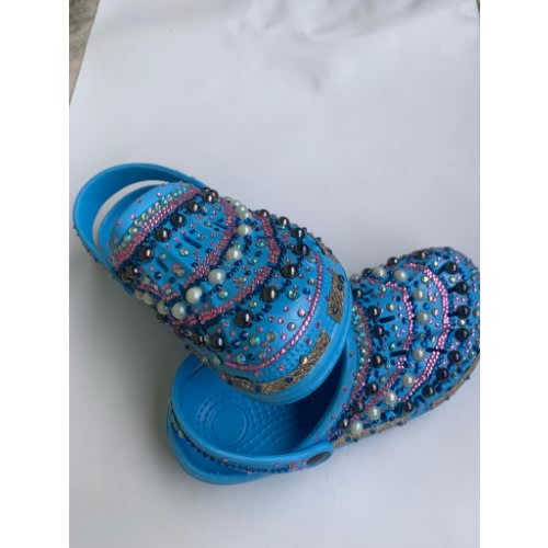 Bling Custom Clogs-Blue With Multicolored