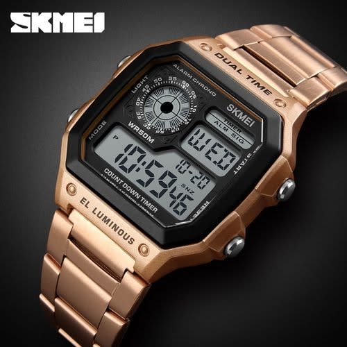 Men Digital Wristwatch- Rose Gold