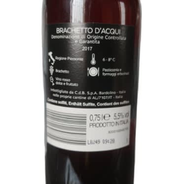 Brachetto D’acqui 2017 -750ml 5.5 Alc.
