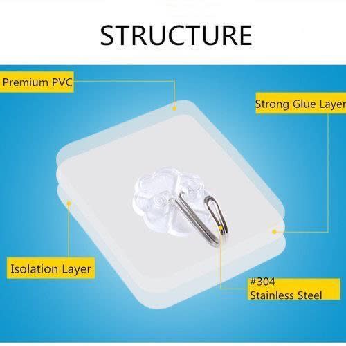 20 Pcs Strong Self-adhesive Hook - Transparent