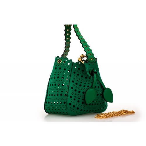 Koko Fashion Laser Cut Mini Bucket Bag -Green