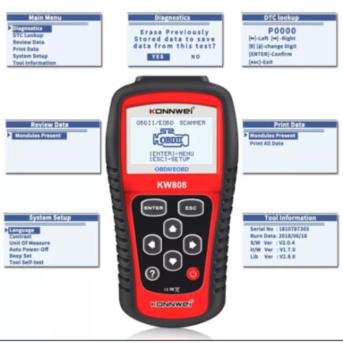 Kw808 Obd2 Obd11 Car/auto Diagnostic Scanner
