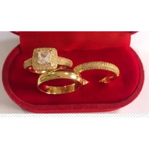 Wedding Ring -Set Of 3 - Gold Plated