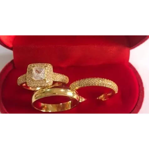 Wedding Ring -Set Of 3 - Gold Plated