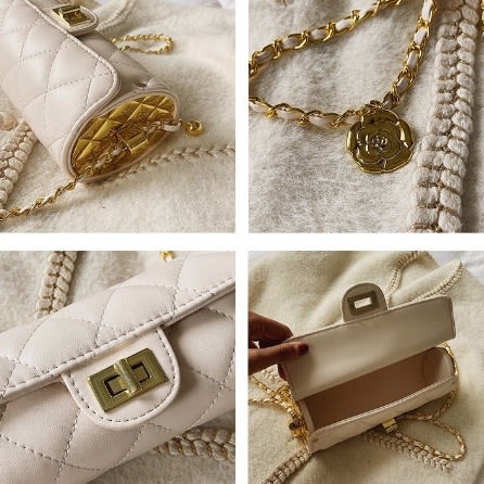 Quilted Sausage Leather Purse - White