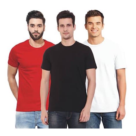 3 In 1 Plain Unisex T-shirts Red - Black And White