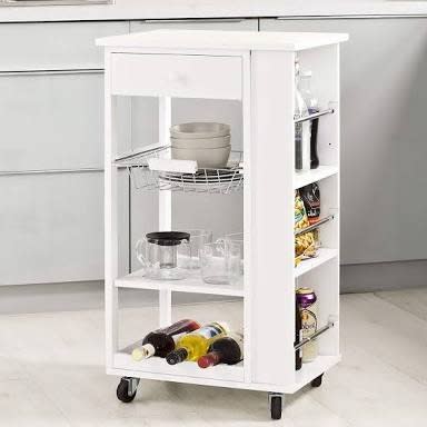 Sobuy® Service Trolley, Kitchen Shelf, Corner Shelf, Wood, Fkw12-w (l50 * L37 * H86cm)