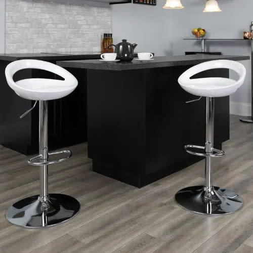 White Bar Stool Kitchen Chair - Set Of 2
