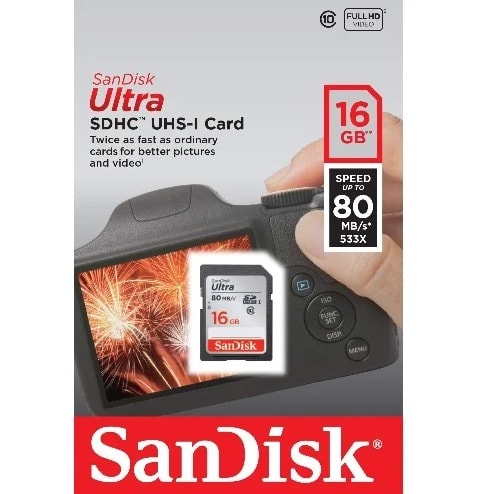 Ultra 16GB  Sdxc Memory Card C10 80mb/s