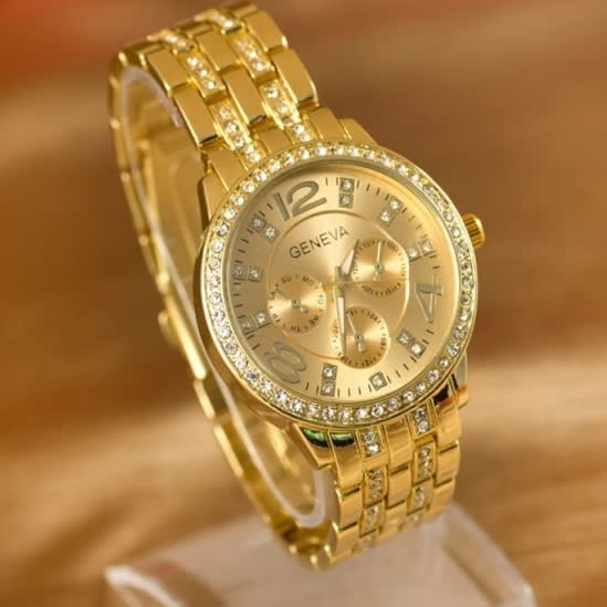 Full Steel Rhinestone Analog Unisex Wristwatch