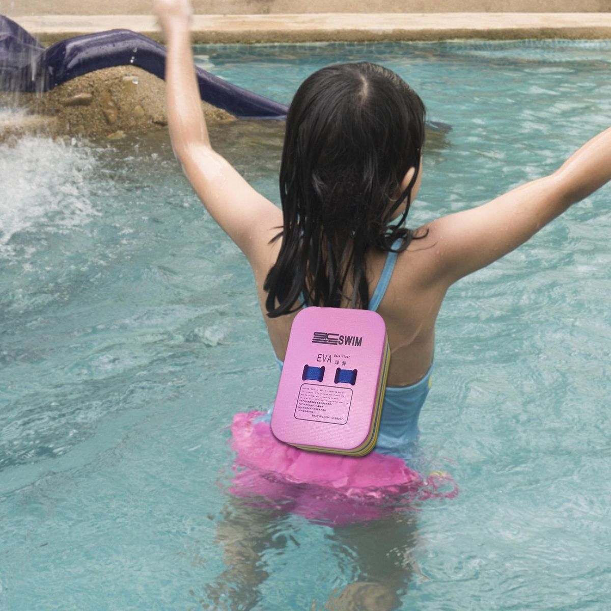 Swimming Kickboard Swim Pool Children Back Drift Board Pink