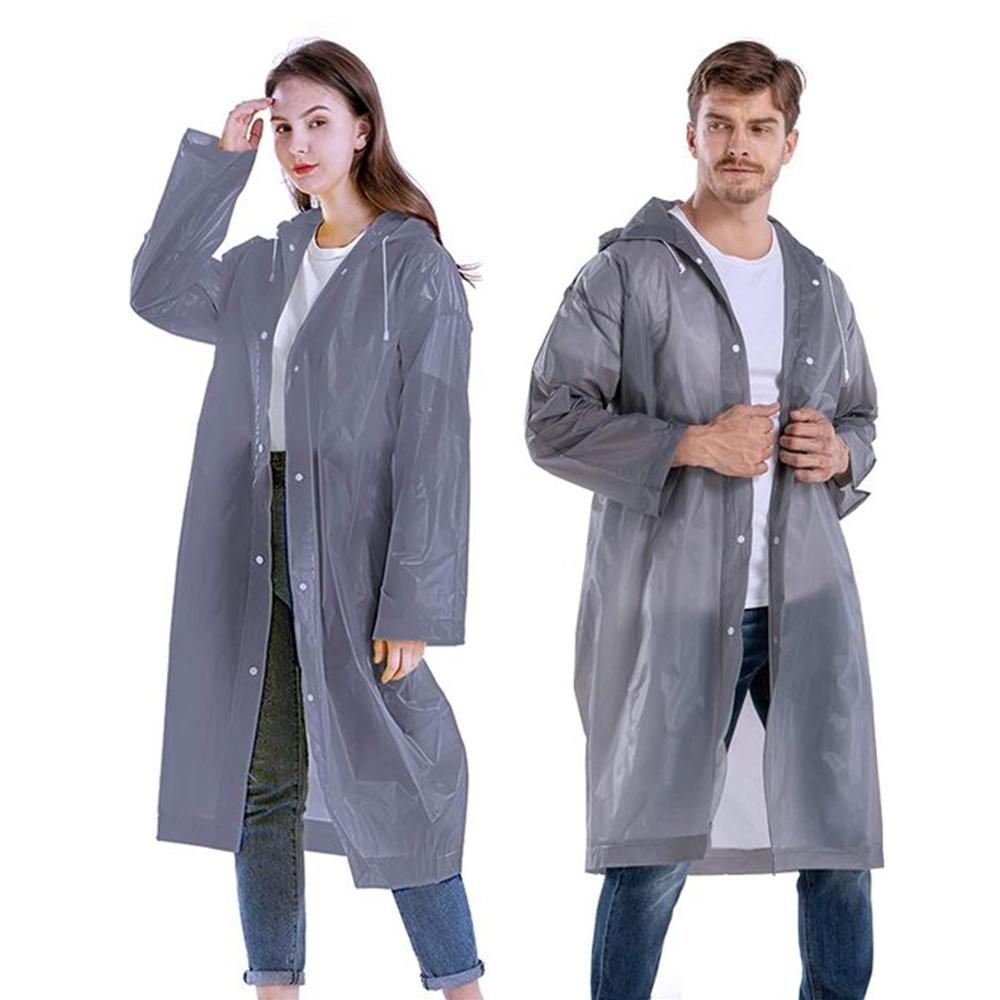 Adult Thickening Waterproof Clothing Eva Raincoat Unisex Rainwear Reusable Grey