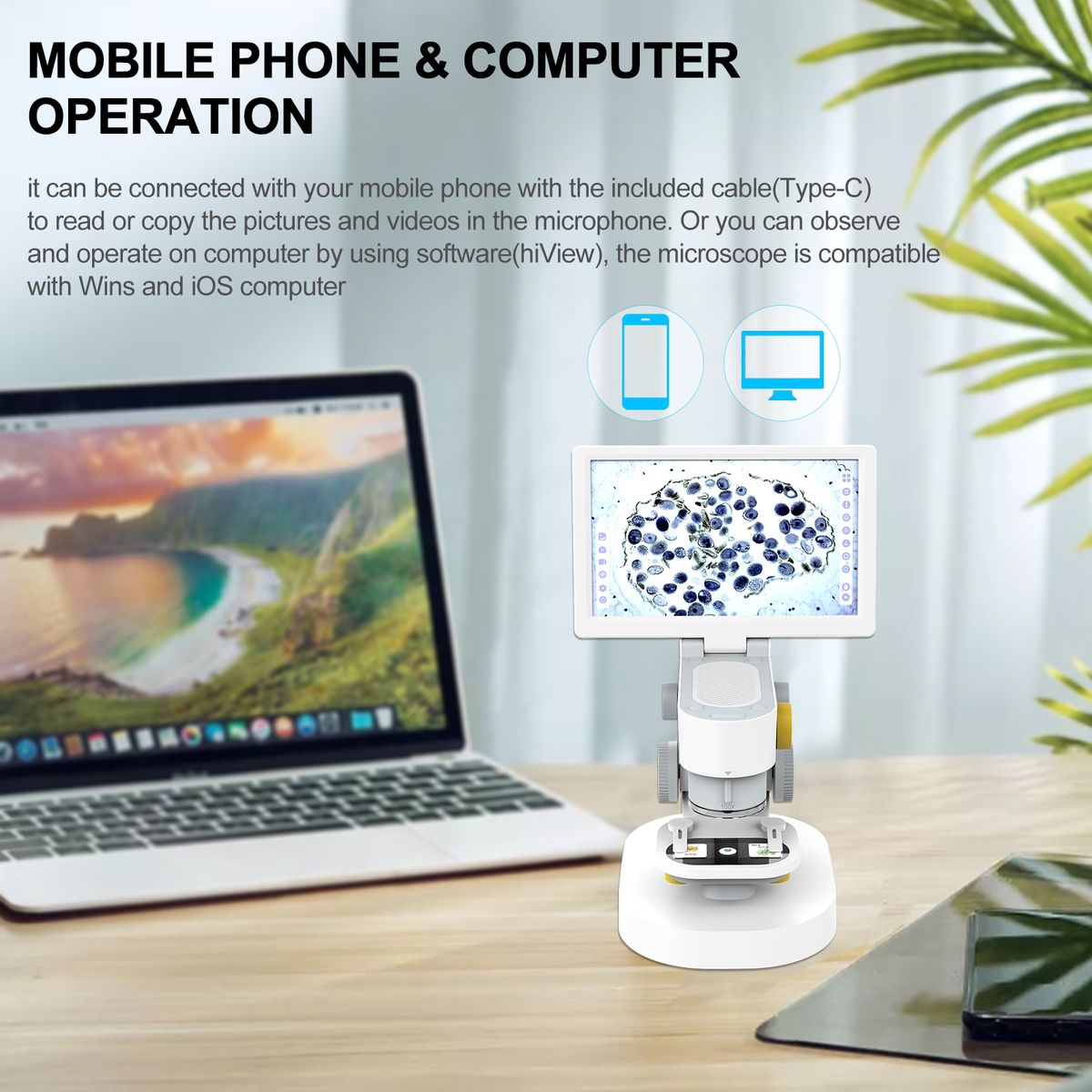 Rechargeable Intelligent Microscope 1200X Optical