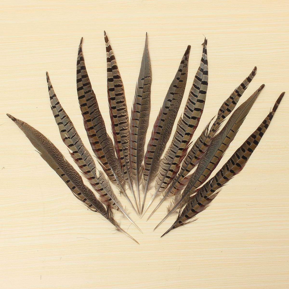 10Pcs Beautiful Pheasant Tail Feathers 12-14 Inch Long Costume Millinery Multicolor True Colors