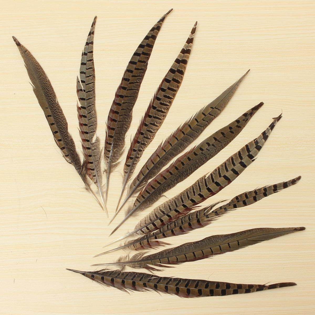 10Pcs Beautiful Pheasant Tail Feathers 12-14 Inch Long Costume Millinery Multicolor True Colors