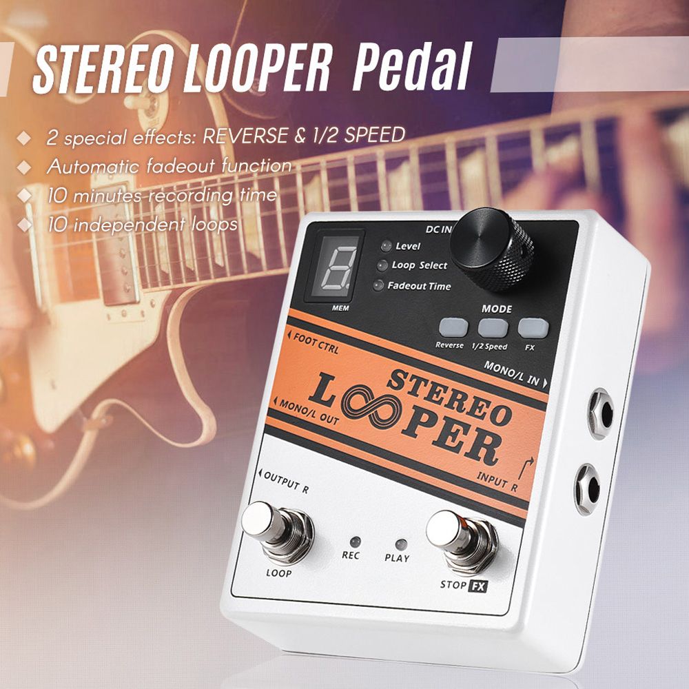 STEREO LOOPER Loop Record Guitar Effect Pedal 10