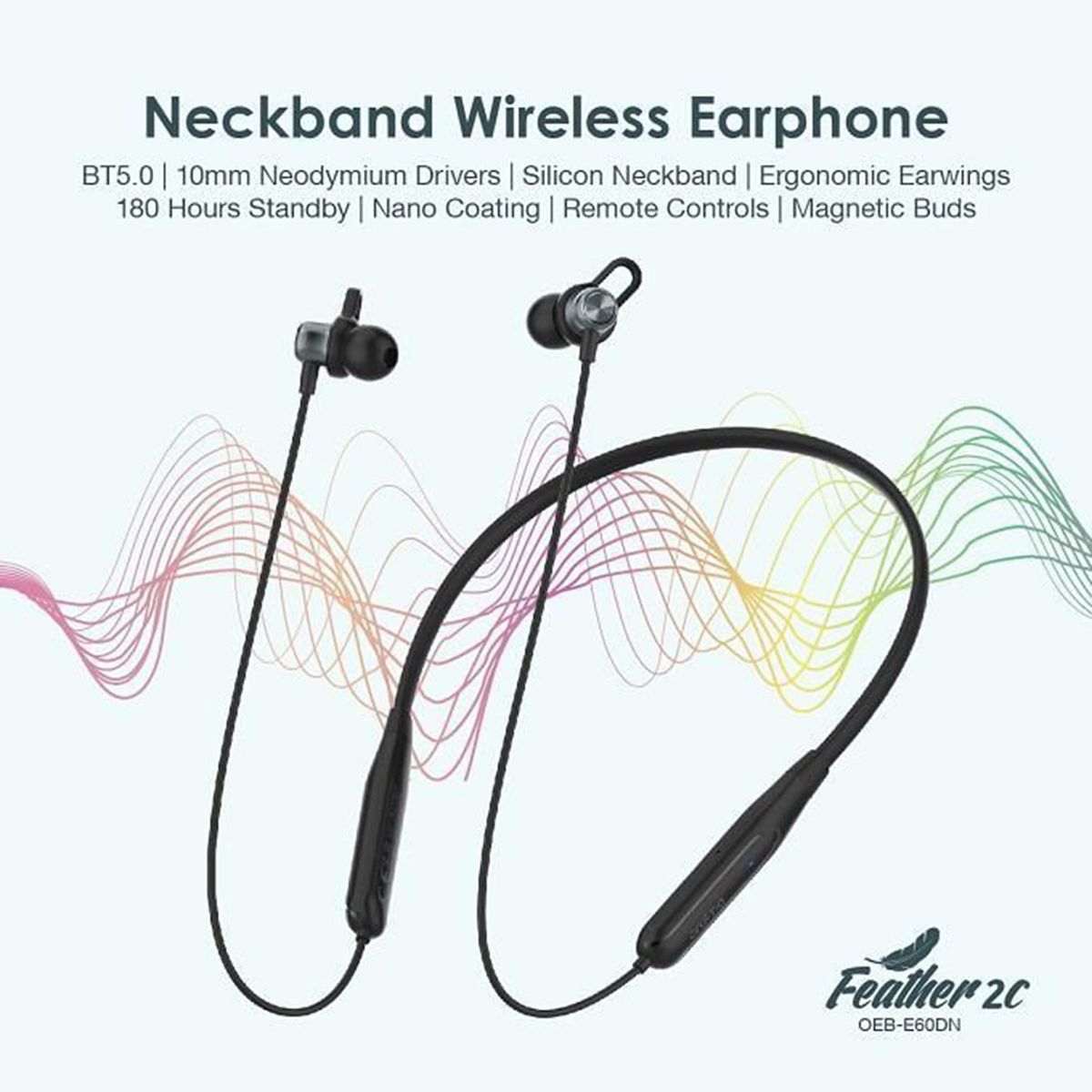 Feather-2C In-Ear Neckband Wireless Headphones With Microphone