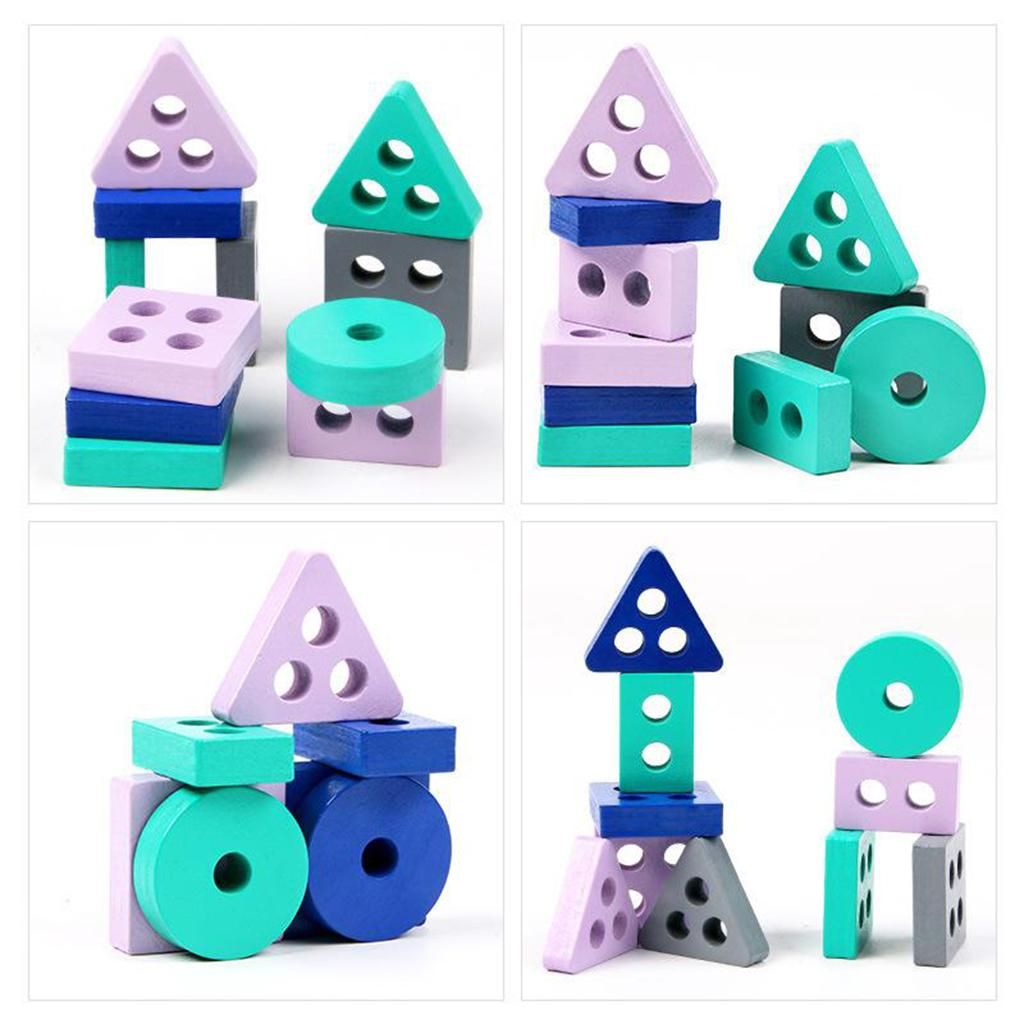 Wooden Shape Sorter Toy Shape Learning Educational Blocks Set For Kids
