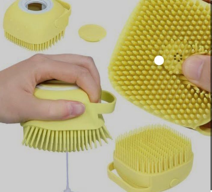 Silicone Body Sponge With Soap Dispenser - Yellow
