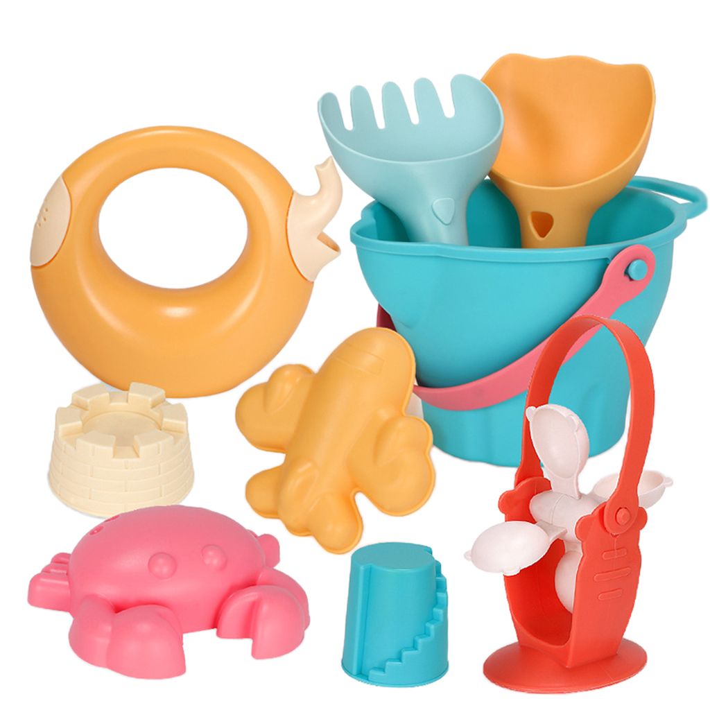 Kids Beach Toys Sandbox Toys Kit Play Sand Water Bucket Rake 9pcs