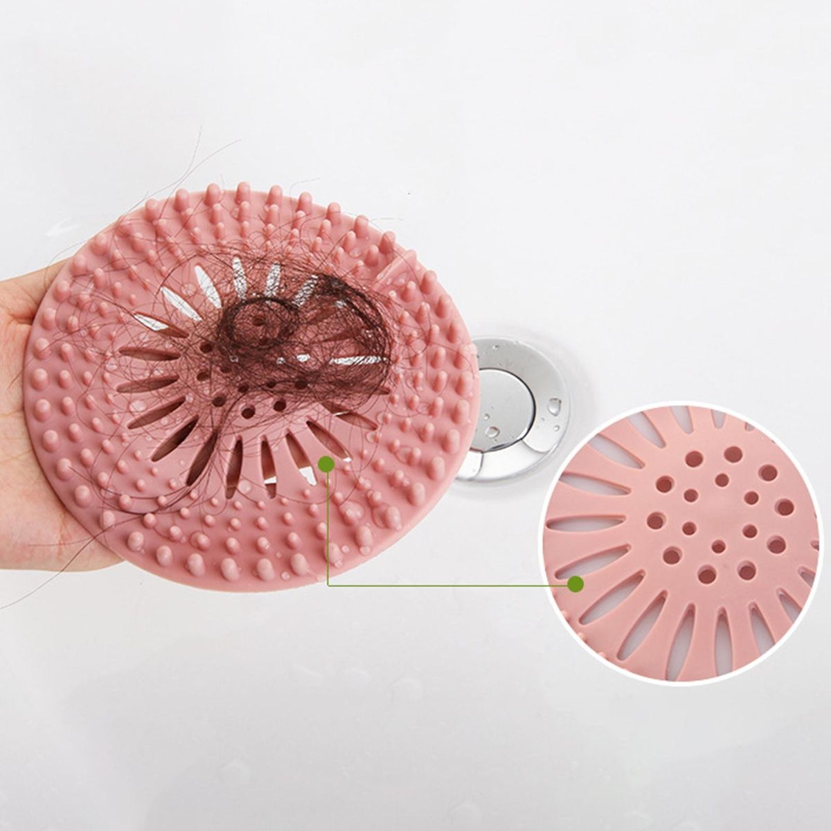 5Pcs Drain Hair Catcher Bathroom Floor Drain Deodorant Mat Hair Trap Filter Pink