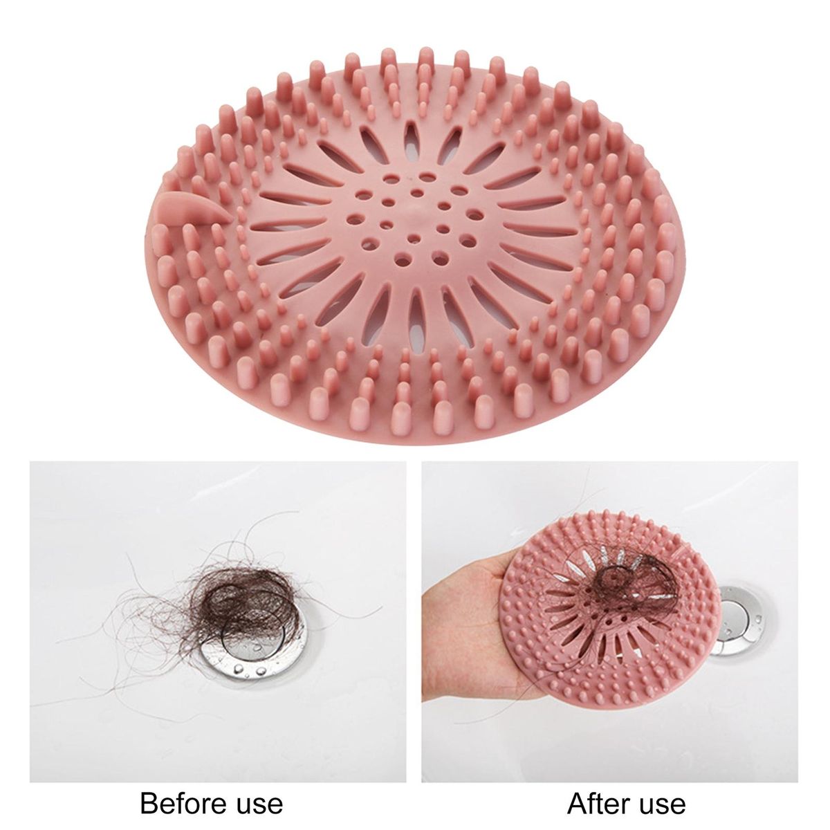 5Pcs Drain Hair Catcher Bathroom Floor Drain Deodorant Mat Hair Trap Filter Pink