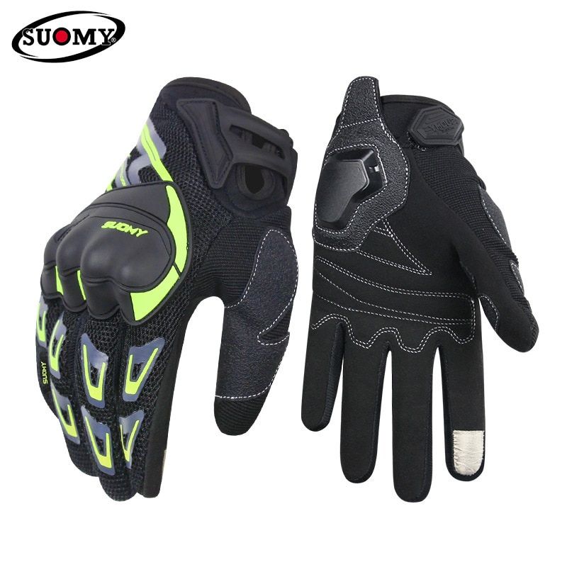 Women Men Motorcycle Gloves Motocross Racing High Protective Shell Protect Hands Full Finger Breathe Freely Flexible Glove Green
