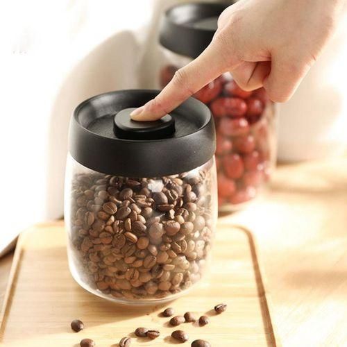 Coffee Bean Storage Container Glass Vacuum Jar