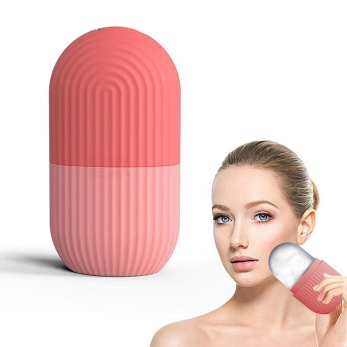 Face Ice Roller Facial Massager Silicone Ice Mold Tool For Pink