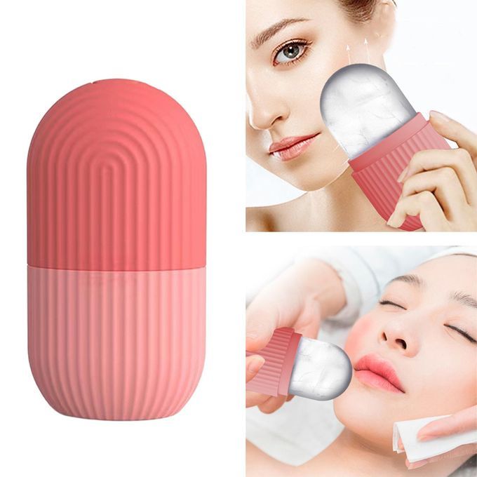 Face Ice Roller Facial Massager Silicone Ice Mold Tool For Pink