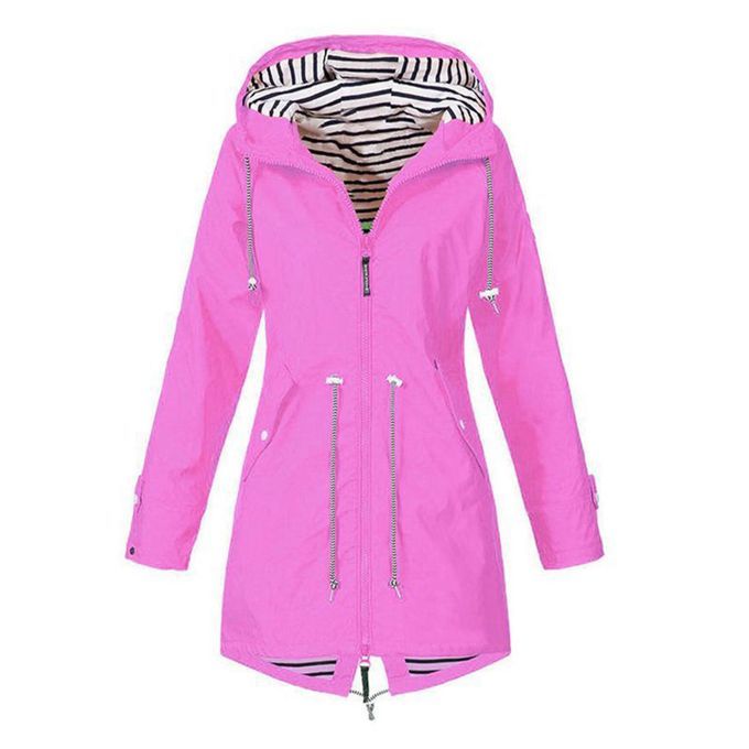 Hoodie Soft Woman Jacket Waterproof Rain Coat Outdoor Outwear Pink M