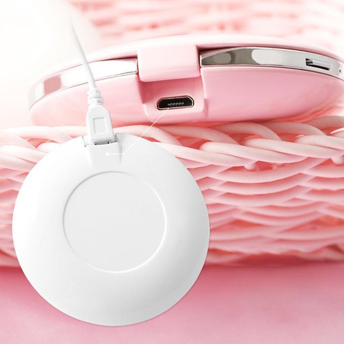 USB Charging Women Handheld 3X Magnified  Compact Mirror Pink