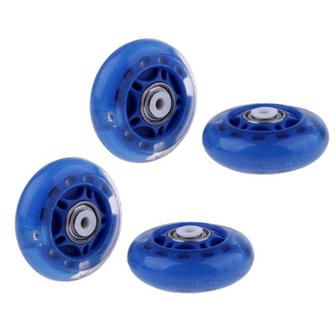 4 Pieces Outdoor Inline Roller Skates Skating Replacement PU Blue