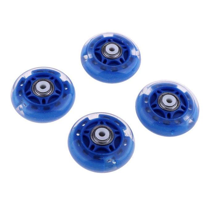 4 Pieces Outdoor Inline Roller Skates Skating Replacement PU Blue