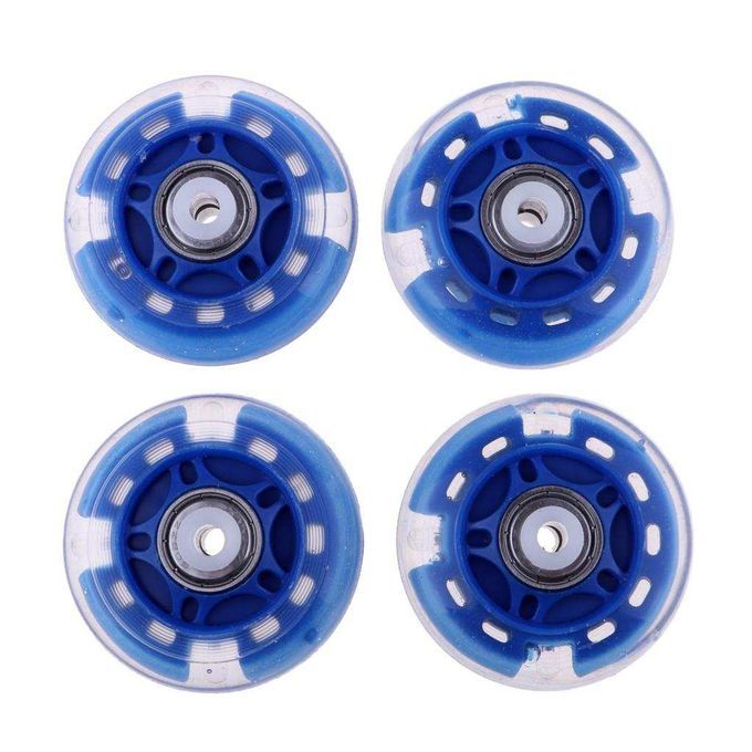 4 Pieces Outdoor Inline Roller Skates Skating Replacement PU Blue