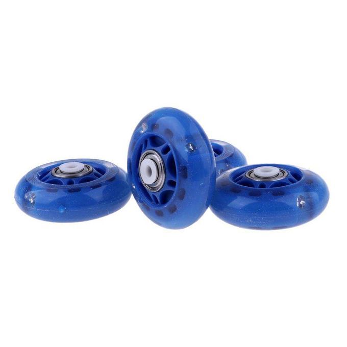 4 Pieces Outdoor Inline Roller Skates Skating Replacement PU Blue