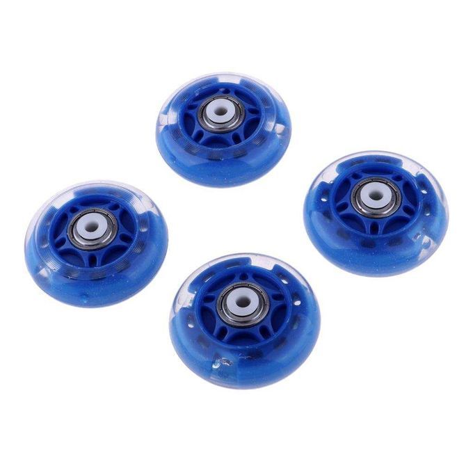 4 Pieces Outdoor Inline Roller Skates Skating Replacement PU Blue