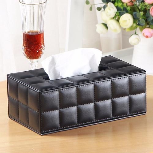 Durable PU Leather Standard Tissue Box Holder For Home Office Car Decor Rectangular Tissue Case