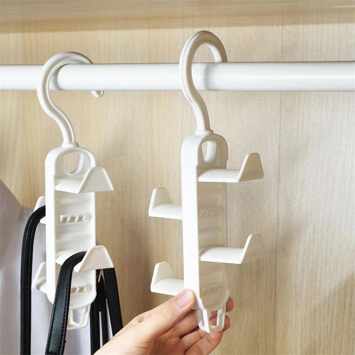 Purse Organizer Fashion Wardrobe Scarf Tie Hook Closet Organizer White